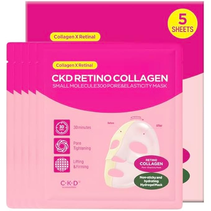 CKD Guaranteed CKD RETINO COLLAGEN GEL FACE MASK SHEET (5 PACK) FOR GLASS GLOW SKIN, PORE MINIMIZING, ELASTICITY AND BOOSTING FIRMNESS. SUITABLE FOR ALL SKIN TYPES. KOREAN SKINCARE. - Image 1